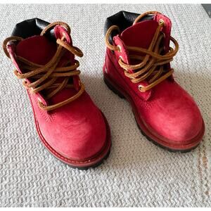 Timberland Red Suede 6 Inch Premium Toddler Boots Size 6 Streetwear Edgy